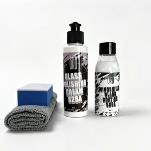 2-in-1 Windshield Glass Cleaning Kit - Oil Film Remover + Hydrophobic Coating, Complete with Applicator & Towel