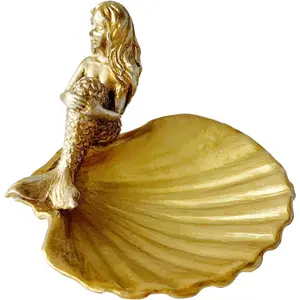 Dish,   Shell Dish Ring Holder  Organizer Trinket Dish, Golden  Shell Statue  Decor for  Office Desktop Bookshelf