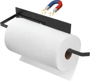 Magnetic Paper Towel Holder for Fridge, Toilet Paper Roll Holder Magnetic Paper Towel Rack Wall Mount Fridge Organizer for Paper Towels Rolls Bathroom Toilet Pantry RV Kitchen Organizers and Storage Metal Cabinet Containers Decor Garage Hanging