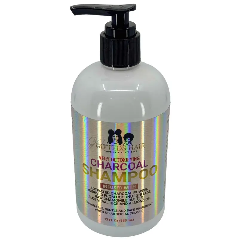 Charcoal Shampoo - Unisex Cleanser for Dry Hair, Sulfate-Free Vegan Liquid, Powder-Infused Chamomile, Hydrating, Nourishing, Gentle, Oil-Balancing, Anti-Dandruff, Safe for Color-Treated Hair Gifted Cosmetics