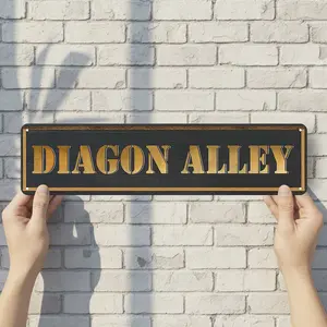 Diagon Alley - Vintage Style Street Sign - Aluminum Wall Art & Room Decor for Garage Bar Bedroom Farmhouse Home - 16" x 4" Rust Free Metal Poster