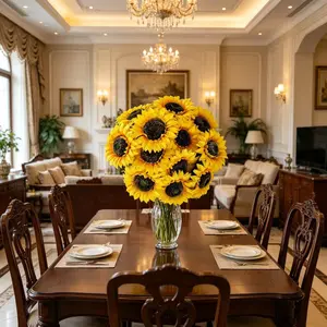 12-Pack Artificial Sunflower Decorations, Home Outdoor Wedding Church School Photography Props, Restaurant Instagrammable Sunflowers