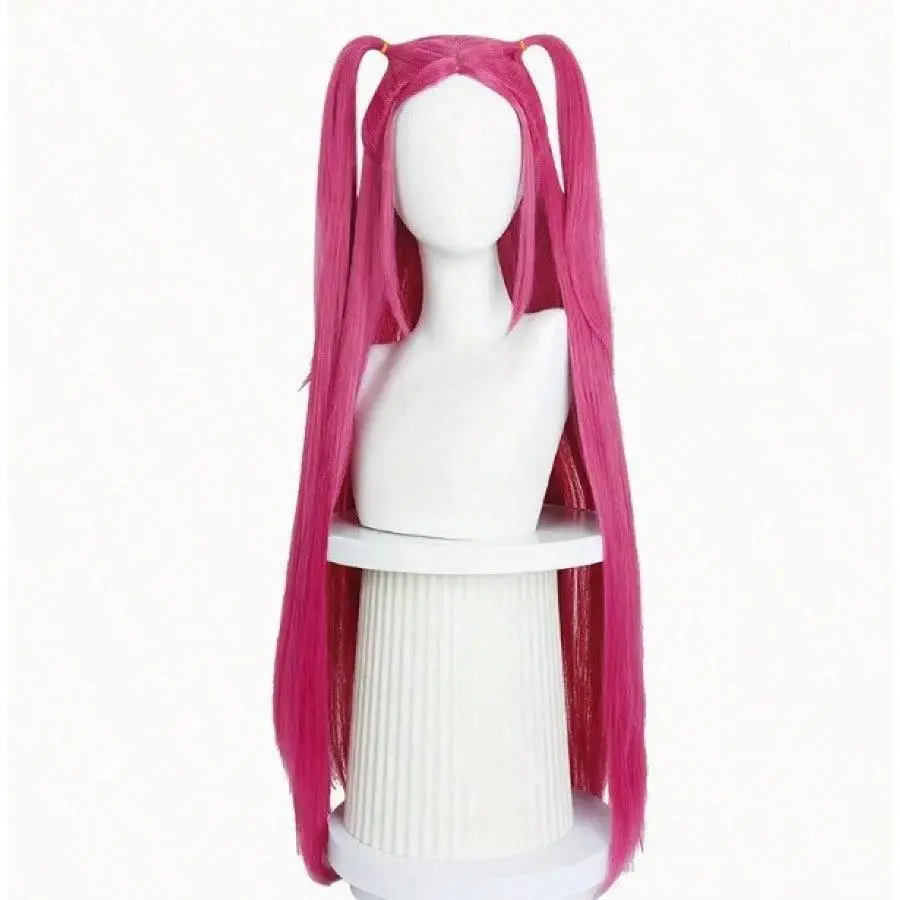 Halloween Fashion Charms Women's Megastars Cosplay Wigs, Glueless Synthetic Heat Resistant Wigs, Extra Long Red Straight Hair With 2 Ponytails & Ultra-Long Purple Fake Hair With Detachable Clip On Plait Braided & Short Black Straight Hair With Double Bun