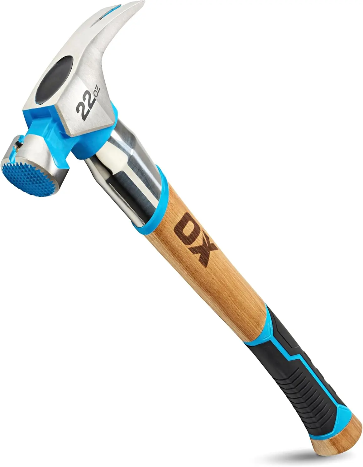 22 oz Framing Hammer Milled Face with Rubber Grip Wood Handle Hammers with American Hickory - Claw Martillos De Construccion | Milled Face, Forged Steel Head, American Hickory Handle, Non-Slip Rubber Grip, Magnetic Nail Starter, Low Vibration