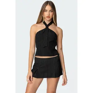 Karine Pinstripe Halter Top