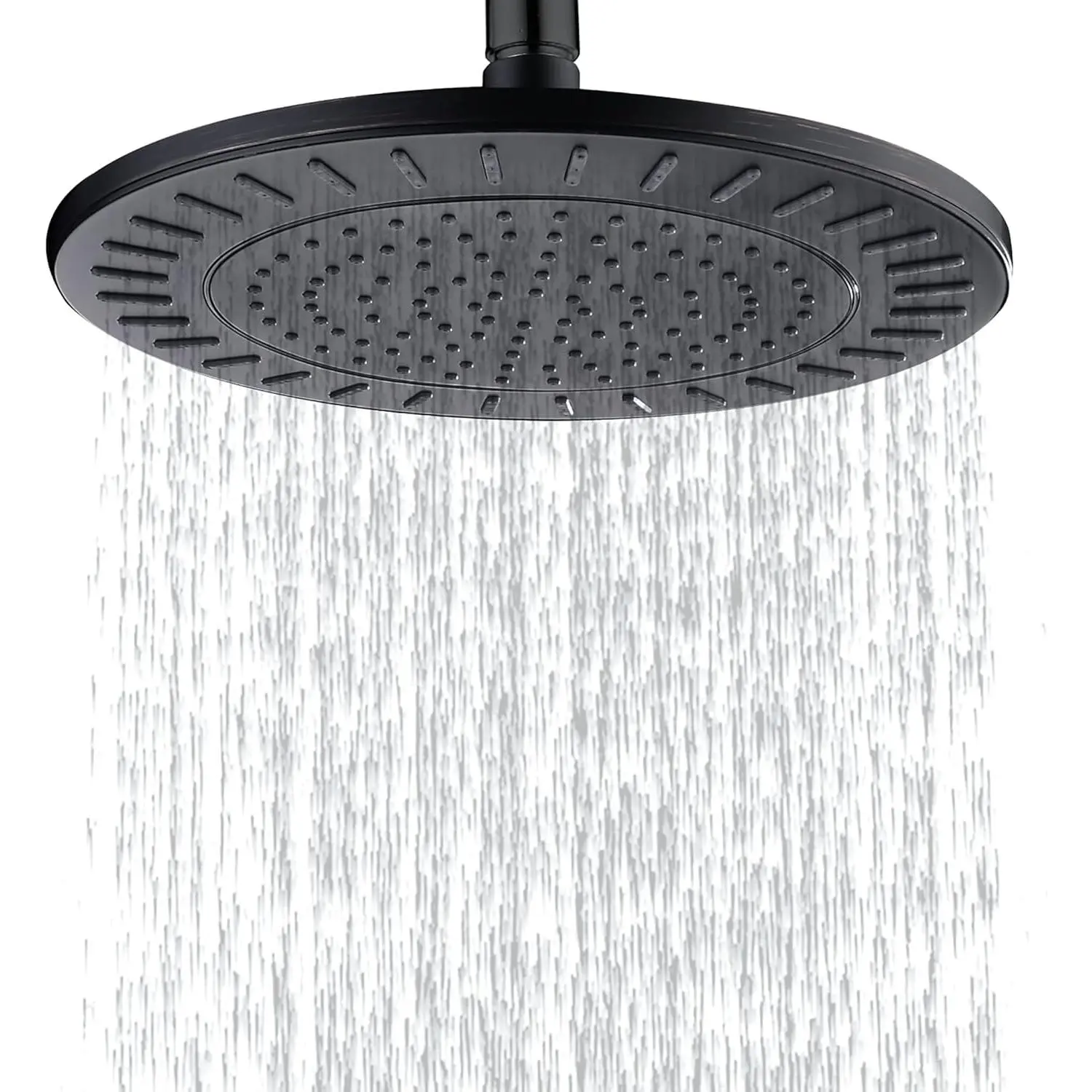 Oil-Rubbed Bronze 9-Inch Brass Wall-Mount Rain Showerhead - Adjustable Angle, 200 Anti-Clog Synthetic Nozzles, Durable Brass Fitting, ABS Nozzle Base, Tool-Free Installation, Luxury Bathroom Waterfall Flow Overhead Shower, Easy To Maintain, Manufacturer W