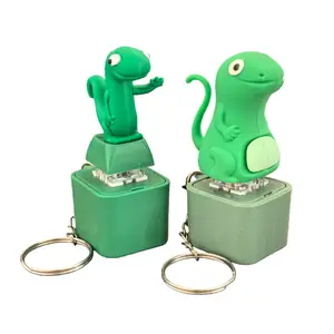 Lizard Keychain Sound Fidget Toys, Rechargeable Anxiety Relief Button Toy with Colorful Light & Sound, Portable Keyboard Clicker for Adults, Sensory Stress Relief Keychain Gift