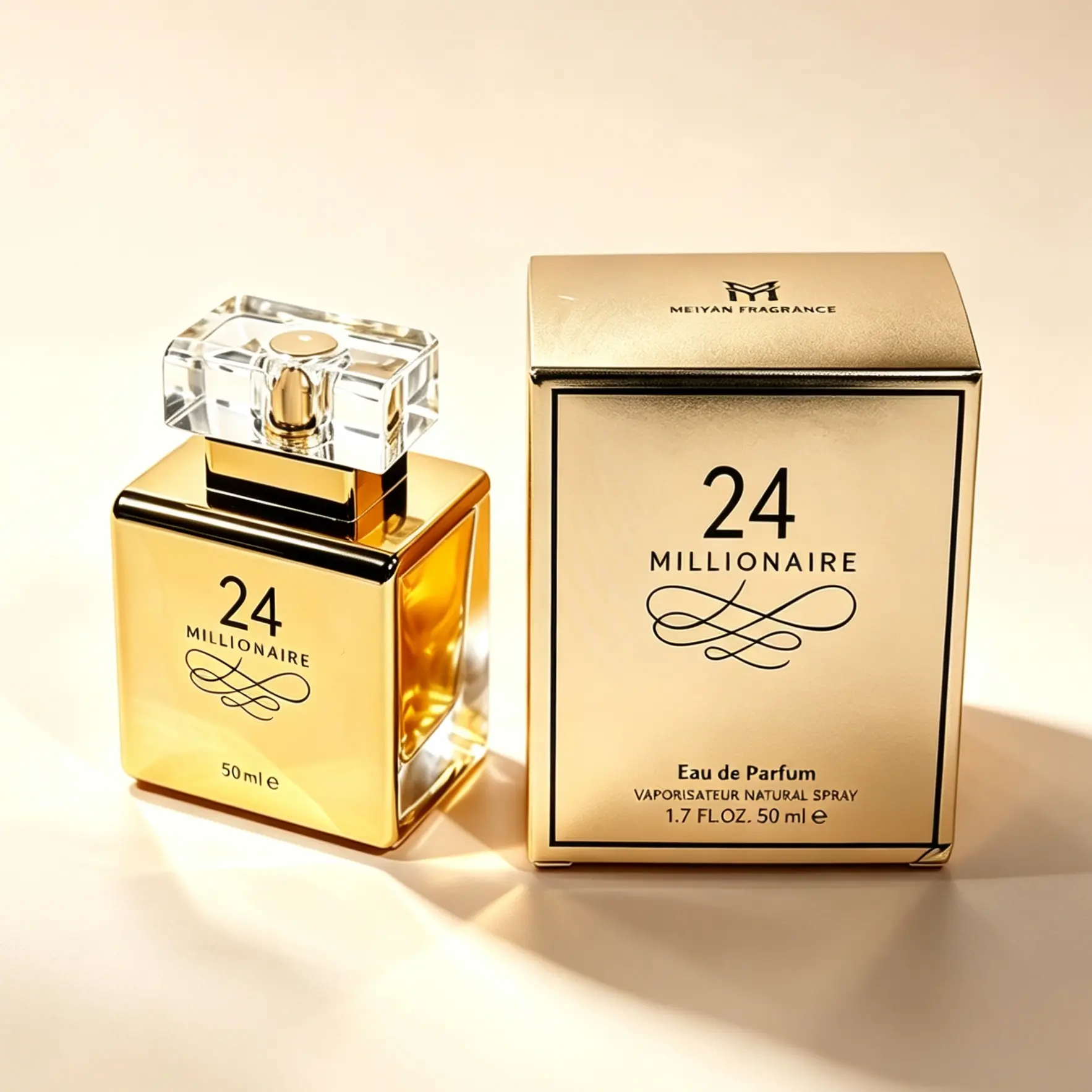 Gold Signature Fragrance - 50 ml, Crystal Cap Design, Long-Lasting Scent, Premium Gift for Men & Women, Perfect for Dates, Parties & Everyday Use