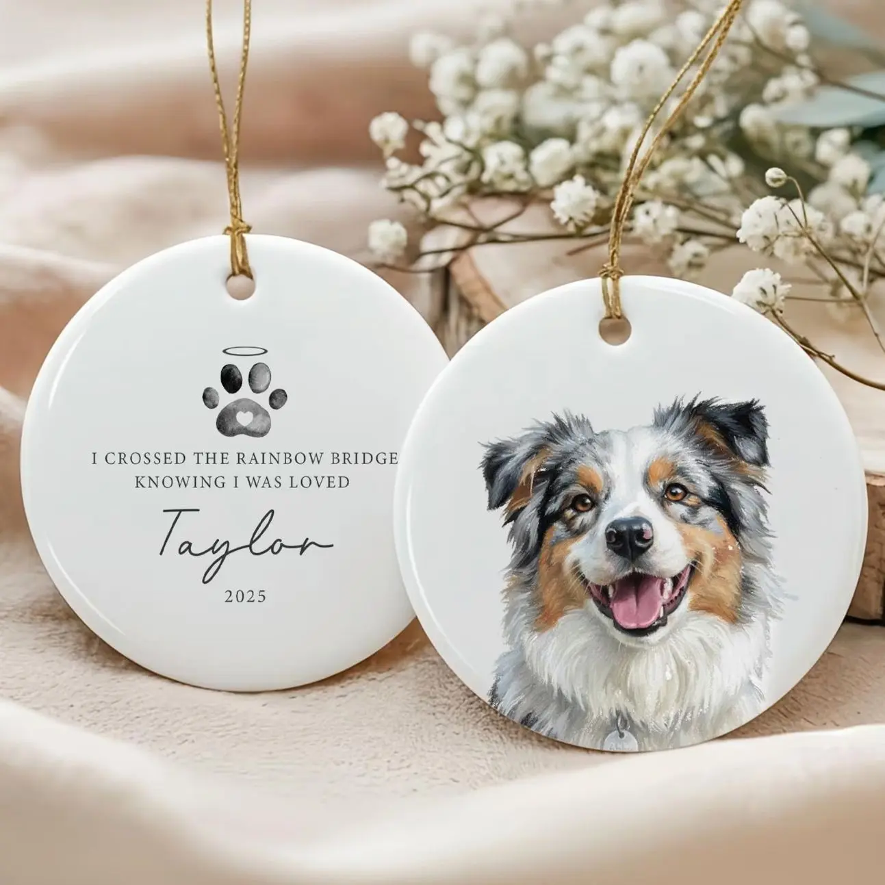 Custom pet memorial ornament, dog remembrance ornament, custom pet ornament, pet memorial gifts