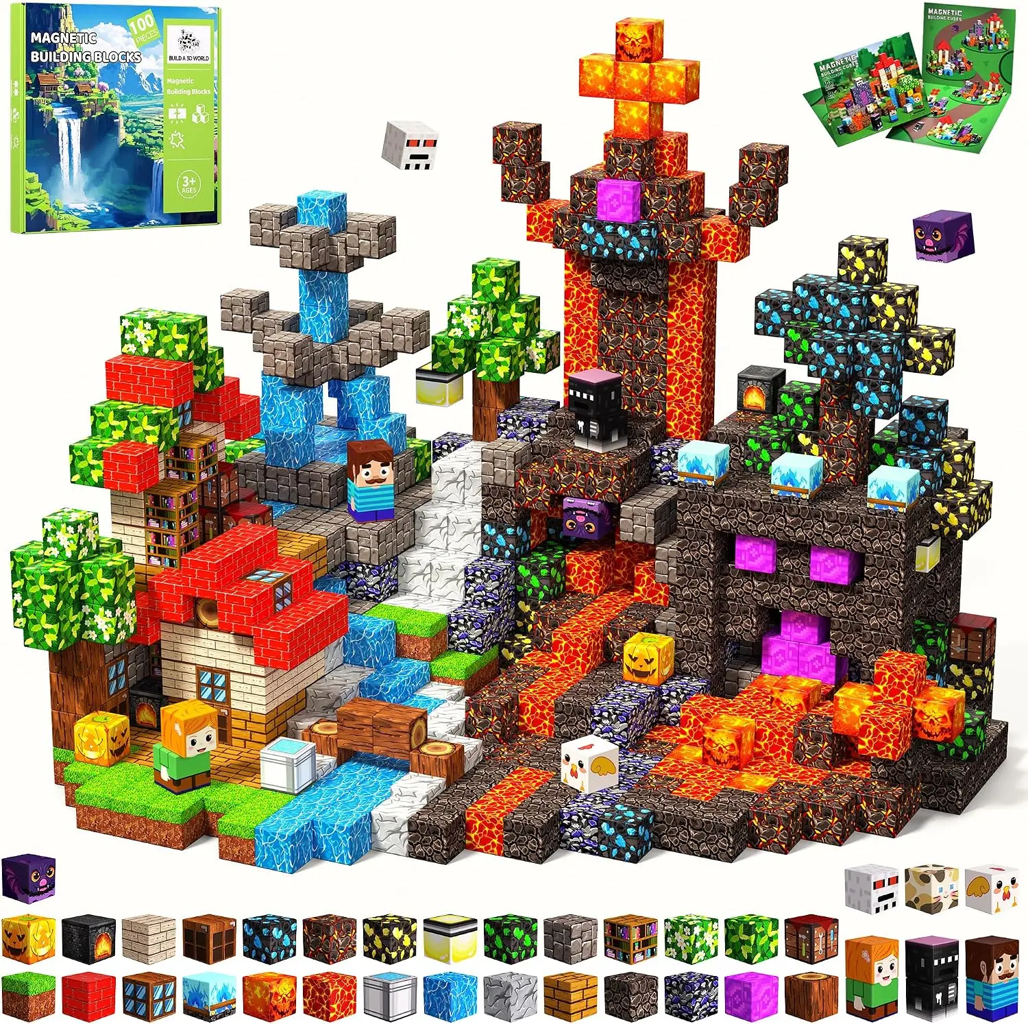 100PCS Magnetic Block, STEM Educational Magnetic Building Cubes
