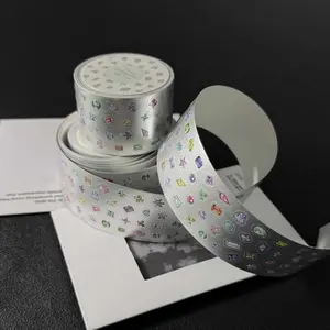 Diamond Gemstone Sticker Roll – Frosted Silver Holographic Adhesive Tape with Sparkly Crystal Designs, Nail Art Stickers, Glitter Washi Tape for Scrapbooking, Journaling, DIY Crafts, Planner Decoration, Jewelry Inspired Embellishments