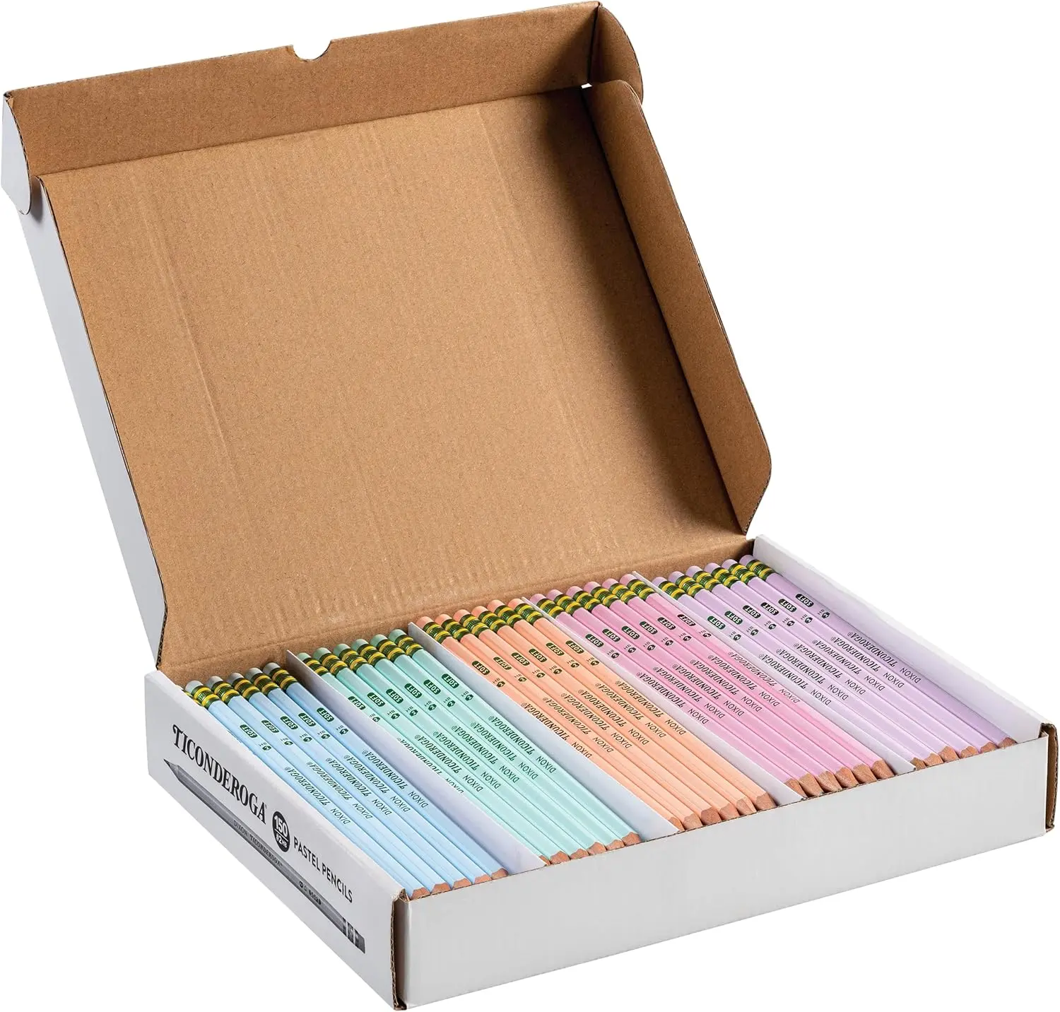 Ticonderoga Wood-Cased Pencils Pre-Sharpened 2 HB Soft Pastel Colors 150 Count Master Pack for Writing & Drawing Best Teacher Gift Office Supplies