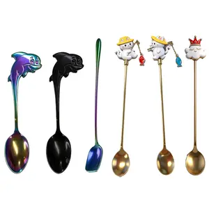 5 Pcs Coffee Tea Spoons with Long Handle, Gold, Ice Tea, Espresso Stainless Steel Long Spoons for Stirring