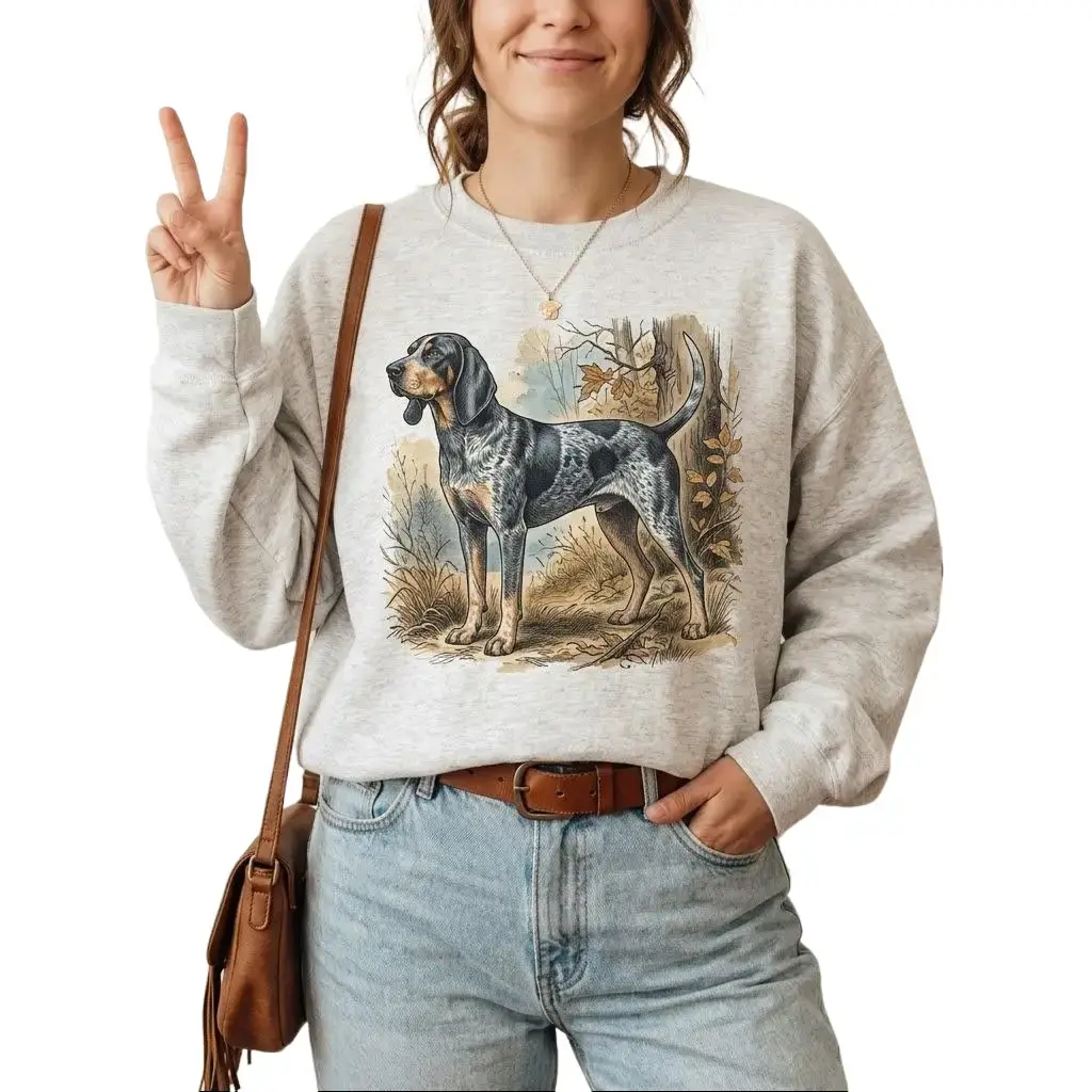 Bluetick Coonhound - Retro [Unisex] Sweatshirt Cotton Pullover Vintage Boho