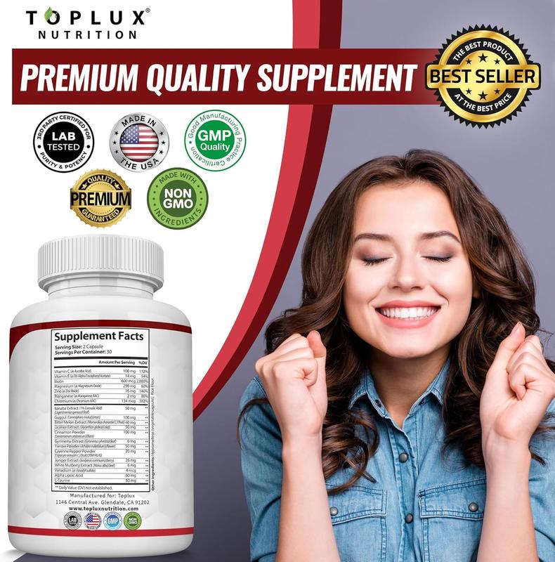 3 Bottles BloodSugar Complex -60 Capsules with ChromiumCinnamon &  Mulberry for Healthy Sugar Levels &Immune Support - Dietary SupplementHealthcare Edible Fitness Vitamin plant-based wellness | Non-GMO | Daily nutrient support | Gluten-Free Formula
