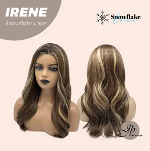 JBEXTENSION 20 Inches Caramel Blonde Highlight Pre-Cut T Part Snowflake Lace Frontlace Glueless Wig IRENE SNOWFLAKE【BENDY EAR TABS】
