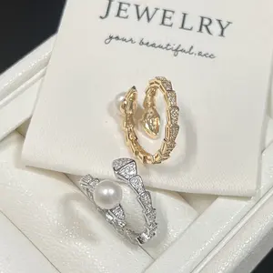 SR Pearl Co.  Freshwater Pearl 14K Gold filled Snake Ring One Size Fits ALL Women Everyday Elegent Style Eye-catching Women Gift