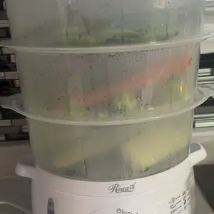 ROSEWILL 4 in 1 Electric Food Steamer, Steamer, Baby food maker, Rice cooker and Sterilizer, 800W turbo steam fast heating, 3 Tier stackable baskets,9.5Qt