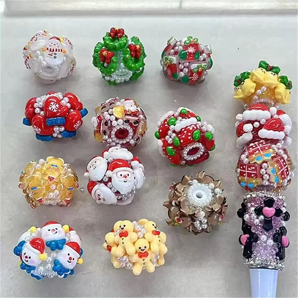 15/30pcs Christmas Color Fancy-cute Beads for Jewelry Making,Thick Shiny Lab-grown Transparent Gourd, Holiday Decorative Crafting Supplies, Handmade Gifts, Shiny Beads, Sparkling Accents, Durable Crafting, Highquality Beads, Decorative Beads, Holiday