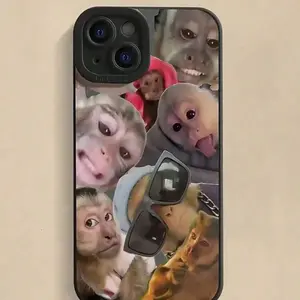 Expression 1pc Creative Monkey Pattern Full Coverage Protective Phone Case, Compatible With 16, 15, 14, 13, 12, 11 Pro Max, Series