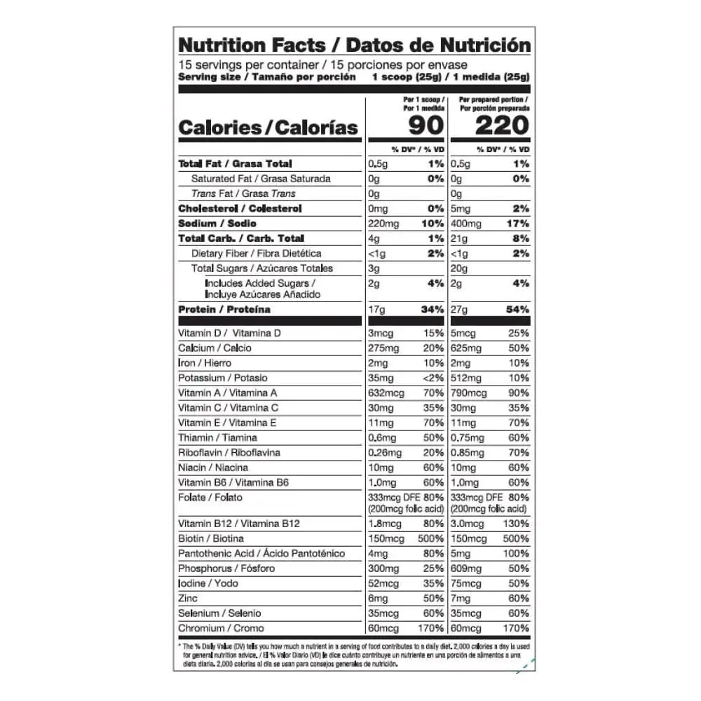 chocolate shake mix with Aminotein and 17 grams of protein per serving