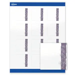 Avery Printable Square Labels, 2" x 2", Glossy White, Pre-printed Purple & Silver Gingko Leaves Design, Sure Feed Technology, Laser & Inkjet Compatible, 240 Total