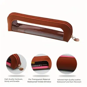 Portable Lightweight Cosmetic Bag, Durable PVC Leather Makeup Organizer, Multi-Functional Pen Case, Travel Storage Bag, Compact Beauty Accessories Holder, Makeup Brush Holder