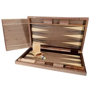 WE Games Travel Wood Inlaid Backgammon Board Game Set - 19 in.