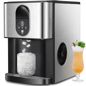 Electactic Countertop Ice Maker, 26 lbs in 24Hrs, 9 Ice Cubes Ready in 6 Mins, Portable Ice Machine with Self-Cleaning, One -Click Button, 2 Sizes of Bullet Ice, for Home/Kitchen/Office/Dorm, Grey