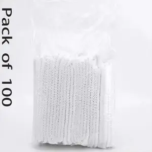 100 Pack Disposable Hats, Strip Hat Mushroom Cap Food Grade, Workshop Factory Beauty Dustproof Breathable Chef Caps Headwear