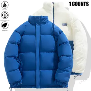 Men's Warm Winter Jacket - Full Zip Coat - Stand Collar Design - Front Full Zip Closure - Insulating Layer Suitable for Cold Weather - Skiing - Snowboarding - Heavyweight Windbreaker for Everyday Winter Wear