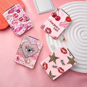 Y2K Wind Lip Print, Cherry Eye, Star Pattern, Portable Easy to Fold, Rectangular Mini Handheld Cosmetic Mirror Suitable for daily holidays, birthdays, lovers, mothers, and souvenirs for sisters, friends, and family on Thanksgiving