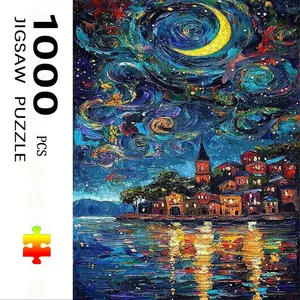 1000 Piece Night Theme Puzzle, Large Adult Family Interactive Toy, DIY Home Decor Brain Challenge, Holiday Scene, Perfect Gift