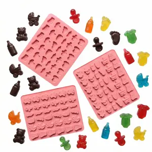 3pcs Silicone Molds Set, 36-Hole DIY Chocolate Candy Cake Decorations, Bear Bottle Foot Shape, Perfect for Baking & Crafting