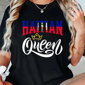 100% Cotton Haitian Queen Haiti Haiti Flag T-Shirt Shirt