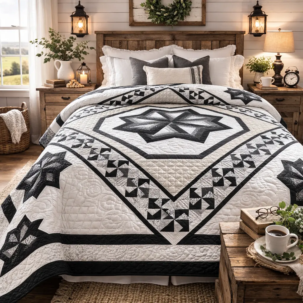 Amish Quilt (Spinning Star) (Greys)