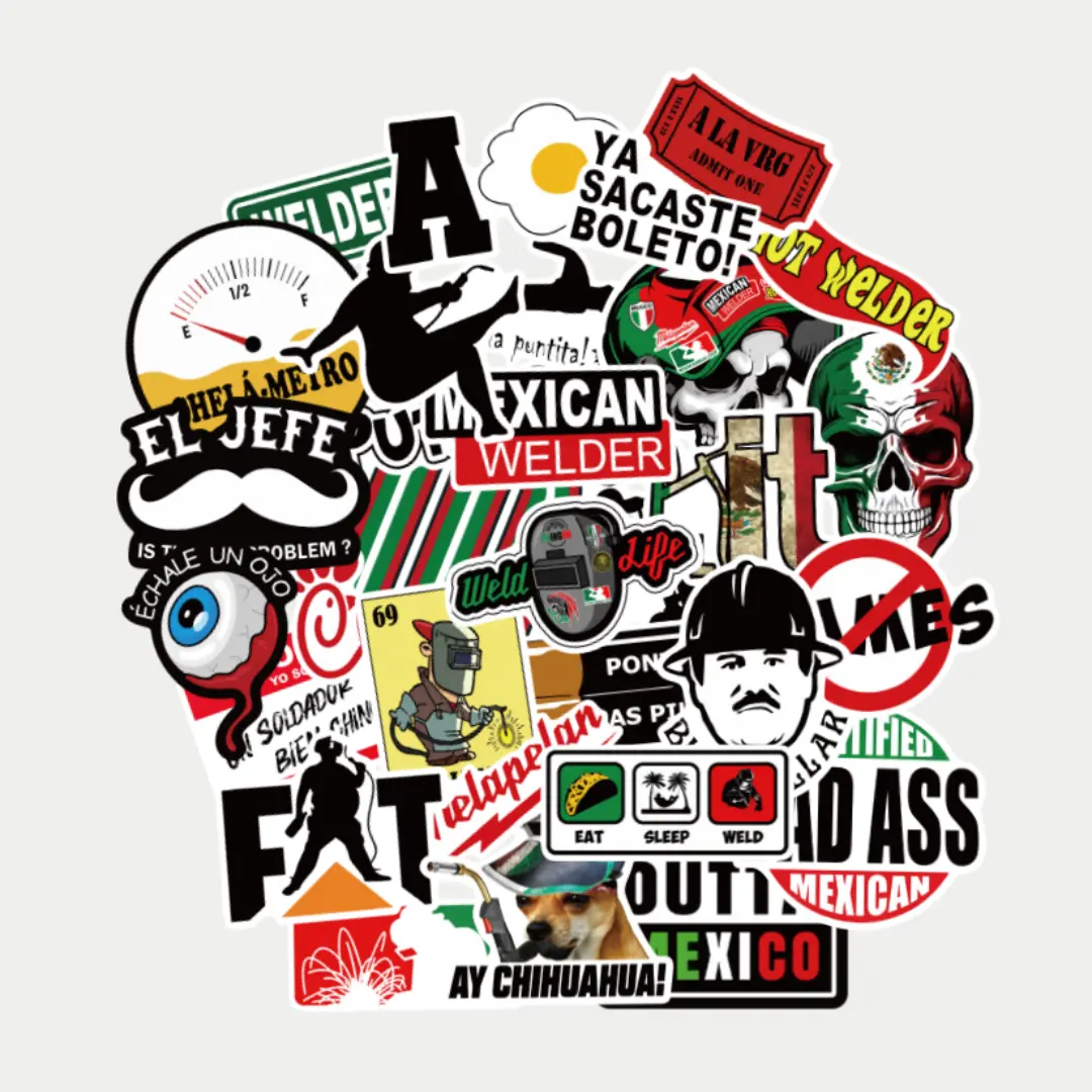 Funny Stickers Pack - 30PCS Waterproof 3mm Vinyl Mexican Blue Collar Humor, Bold Graphics Jobsite Fun Decals for Hard Hats, Toolboxes, Funny Gifts for Men