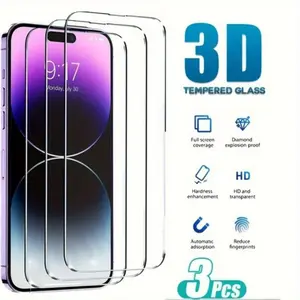 Ultra Clear Tempered Glass Screen Protectors for iPhone 3 Pack Shatterproof Scratch Resistant HD
