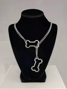 Doggy Bone Slip Chain- Necklace Bone Charm Unisex, Accessories, Chunky Chain Necklace