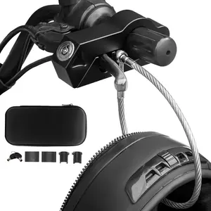 Motorcycle Helmet & Handlebar Lock Combo Anti Theft Brake Lock for 1.3-1.5 Inch Diameter Handlebars Fit All Tricycle Bike ATV Scooter Black