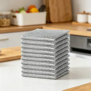 Advanced Stainless Steel Cloth 20PCS Heavy-Duty Scratch Pad for Pots Pans Sinks Kitchens Bathrooms Reusable Rust Proof Safe Cleaning Silver Efficiently Stain Removal