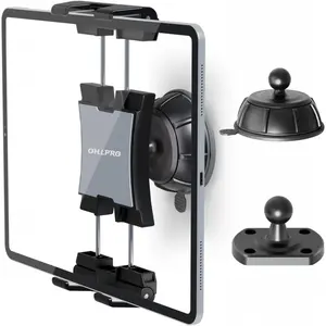 OHLPRO 2-in-1 Tablet Wall Mount with 2 Bases, iPad Wall Mount 360 °     Rotatable Adjustable Aluminium Clip Tablet Holder Wall Compatible with All 5-13 Inch Tablet Phones Galaxy Tab - Stable Secure