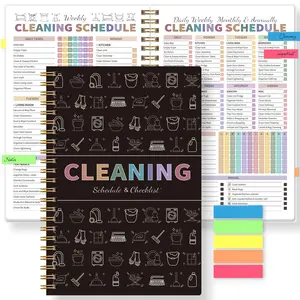 Household Cleaning Planner Notebook with Index Stickers, Daily Weekly Monthly Annual Clean List, Home Organization Schedule Book, Calendar Planner