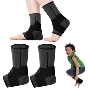 1 Pair Ankle Brace for Kids Compression Ankle Sleeves Adjustable Foot Support Brace Elastic Guard for Children Boys Girls Sports Running Jogging Dance Fitness Gymnastics(Black,Small)