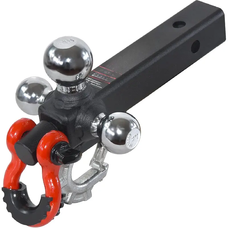 Trailer Hitch Tri-Ball Hitch Mount with Chrome 1-7/8-in, 2-in, 2-5/16-in Tow Balls, 3/4-in Tow Shackle and Tow Hook, Fit for 2 inch Trailer Hitch Receiver