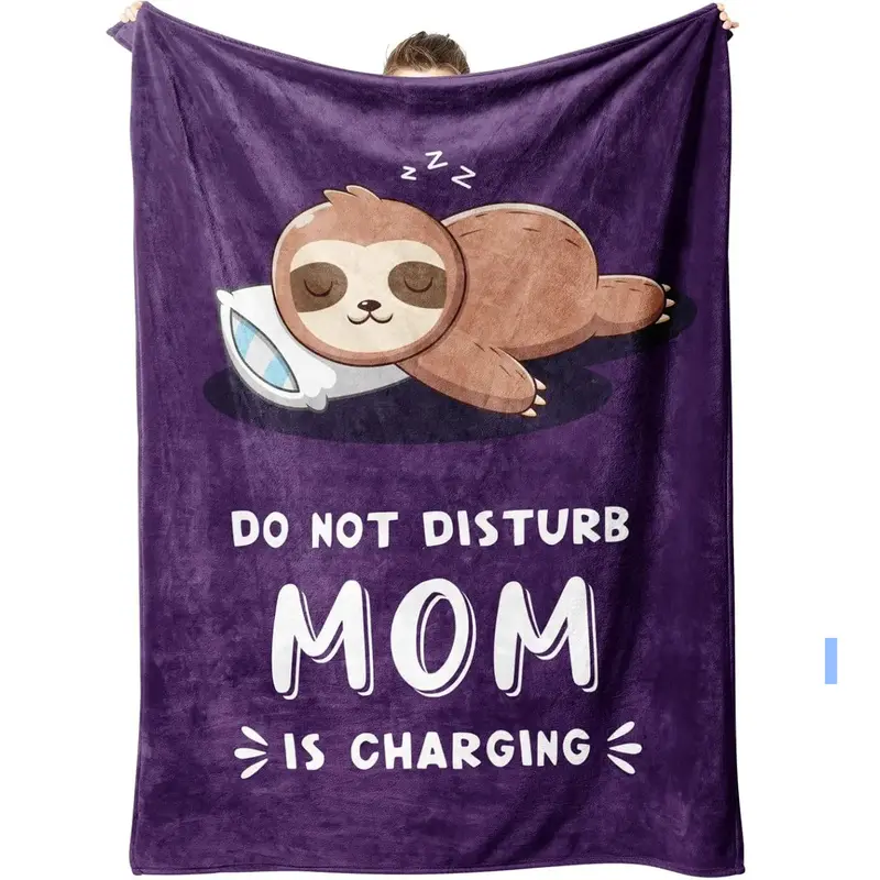 Funny Gifts for Mom Christmas, Mom is Charging Sloth Blanket, Birthday Gifts for Moms from Daguther Son, Moms Gift for Mothers Day, Soft Sloth Throws Blanket for Mother 60" x 50"