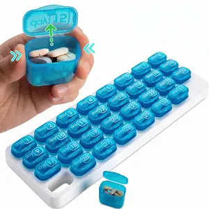 31 Days Pill Box-Monthly Pill Organizer with Lid 1 Count 31-grid Portable Daily Pill Storage Box, Arthritis-Friendly Easy-Open Lids Removable Pill Pods Date Reminder & Travel Case for Vitamins & Medications for Daily Use Healthcare