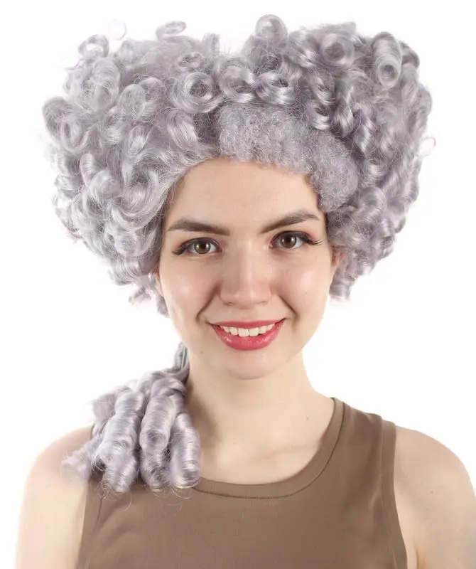 Adult Women's Colonial hairstyle Curly Wig, Flame-Retardant Synthetic Fiber - Grey