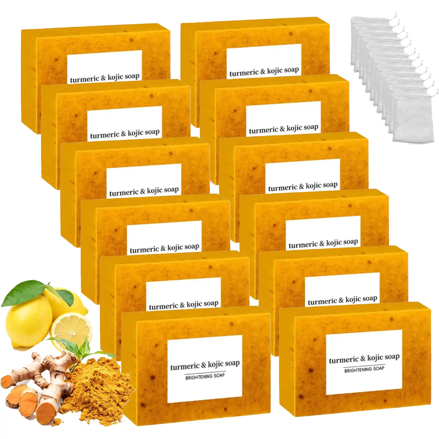 Natural Gentle Acne Control Soap Bar,Lemon Turmeric Kojic Acid & Retinol Soap with Nourishing Shea,Cruelty-Free Daily Skincare Cleanser – Soap Set with Saver Bag, Ideal Christmas Gift for Adults