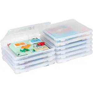 Board Game Storage Containers, 10-Pack|Made in USA| Organizers with Built-In Handle & Snap-Tight Lid for Puzzles, Scrapbook, and Fits 8.5" x 11" or A4 Papers, Slim - Clear